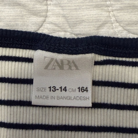 Zara Juniors Ribbed Knit Cotton Blend Black & White Striped Tank Top 13-14 - Picture 4 of 8